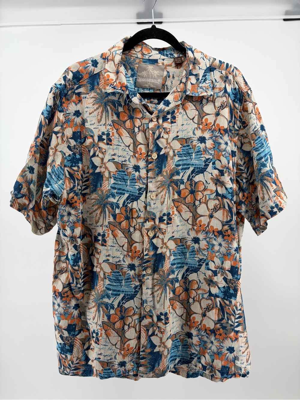 Margaritaville Men's Tropical Floral Palm Leaf Print Hawaiian Shirt X-Large